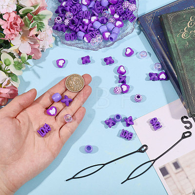 2Bags 2 Styles Resin Hair Beads for Hair Braiding Tool DIY-CA0008-38B-1