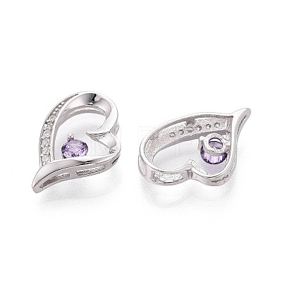 925 Sterling Silver Micro Pave Clear Cubic Zirconia Pendants STER-T008-81A-P-1