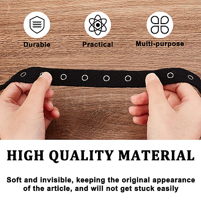 5 Yards Alloy Snap Button Tape Trim Polyester Ribbons DIY-OC0011-27B-1