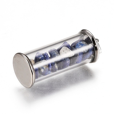 Alloy & Glass Wish Bottle Pendants G-Z017-02-1