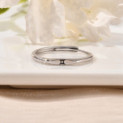 Rhodium Plated 925 Sterling Silver Adjustable Rings RJEW-S397-01P-09-1
