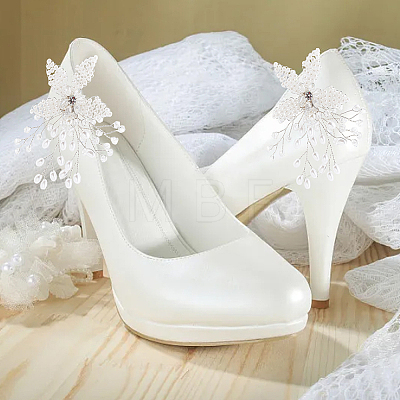 ABS Plastic Imitation Pearl Beaded Flower Wedding Shoe Decorations FIND-WH0126-71S-1