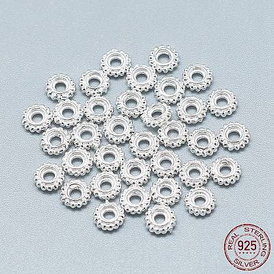925 Sterling Silver Granulated Spacer Beads STER-T002-73S-1