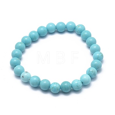 Natural Howlite Bead Stretch Bracelets X-BJEW-K212-B-011-1