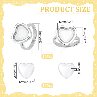 DIY 304 Stainless Steel Heart Finger Rings Making Kits STAS-HY0001-96-1