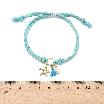 Starfish Brass Charm Bracelets BJEW-JB13886-1