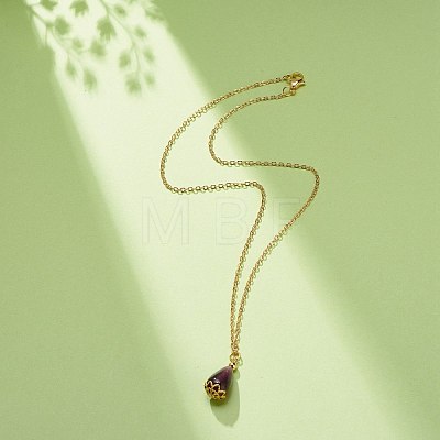 Natural Amethyst Teardrop Pendant Necklace NJEW-JN03966-1