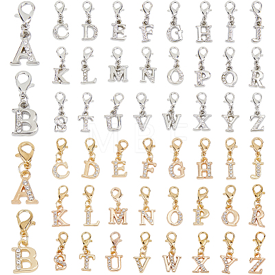 52Pcs 2 Colors Alloy Rhinestone Pendant Decorations HJEW-FH00323-1