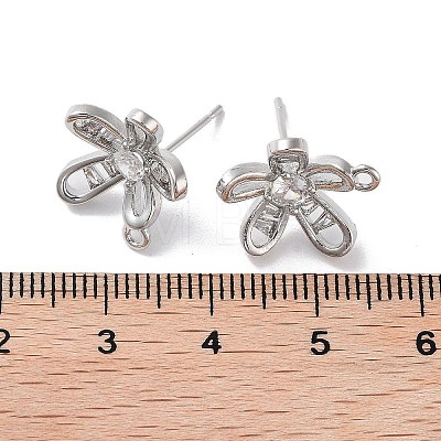 Brass Micro Pave Cubic Zirconia Stud Earring Findings KK-E107-17P-1
