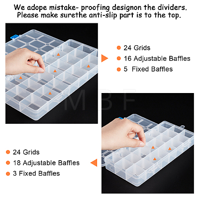 Plastic Bead Containers Rectangle CON-BC0006-81-1