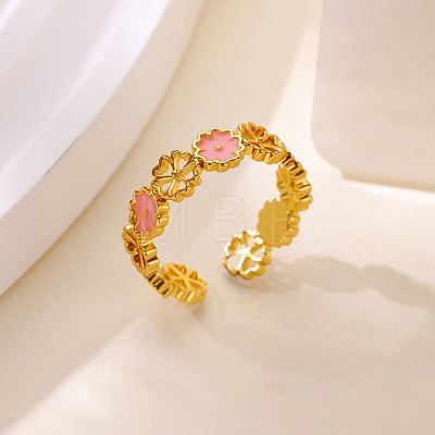 304 Stainless Steel Enamel Cuff Open Rings RJEW-Z132-02G-1
