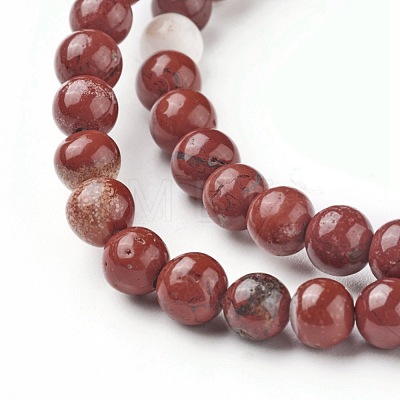 Natural Red Jasper Beads Strands X-G-F348-02-6mm-1