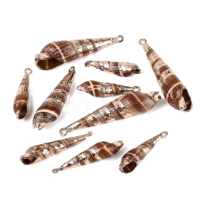 Electroplate Natural Spiral Shell Pendants SSHEL-Q100-50G-1