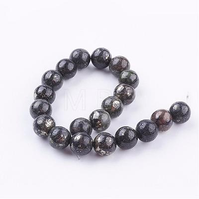 Natural Pyrite Beads Strands G-P303-01-10mm-16-1