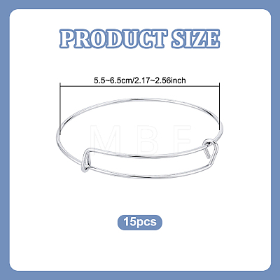 15Pcs Stainless Steel Adjustable Bangle Making BJEW-UN0001-64MS-1