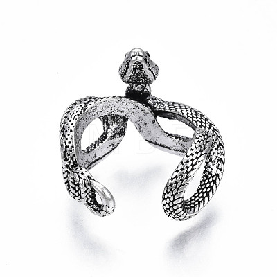 Gothic Punk Snake Alloy Open Cuff Ring for Men Women RJEW-T009-55AS-1