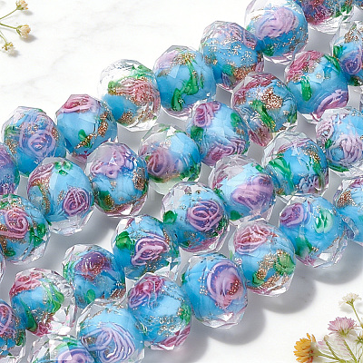 1 Starnd Handmade Gold Sand Lampwork Beads Strands LAMP-PA0001-76A-1