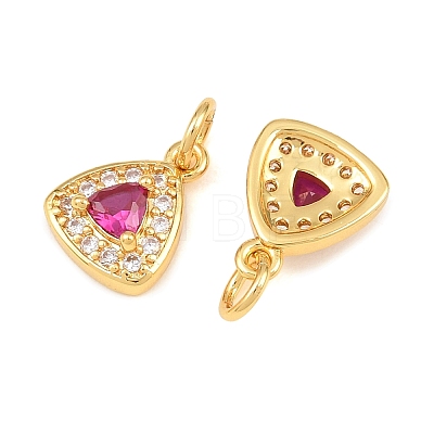 Brass Micro Pave Medium Violet Red Cubic Zirconia Charms CU-CBAB3AD-07G-02-1