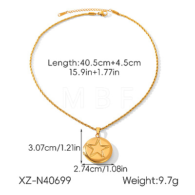 304 Stainless Steel Embossed Photo Locket Pendant Necklaces WG7FD69-02-1