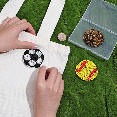 3Pcs 3 Styles Sport Theme Felt Fabric Ornament Accessories DIY-PH0038-34-1