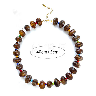 Acrylic & Resin Beaded Necklaces with 316 Surgical Stainless Steel End Chains for Women WG51C81-04-1