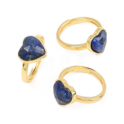 Natural Lapis Lazuli Finger Rings with Brass Findings G-H353-03G-02-1