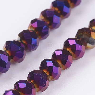 Faceted Rondelle Electroplate Glass Beads Strands X-EGLA-D020-3x2mm-84-1