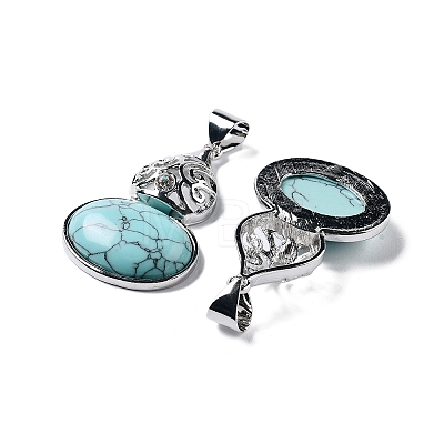 Synthetic Turquoise Oval Pendants G-A093-02P-03-1