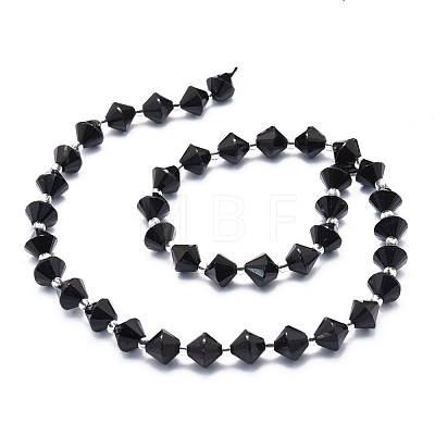 Natural Black Tourmaline Beads Strands G-E569-C15-1