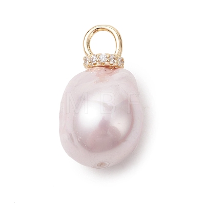 Electroplated Glass Imitation Pearl Pendants PALLOY-JF05266-02-1
