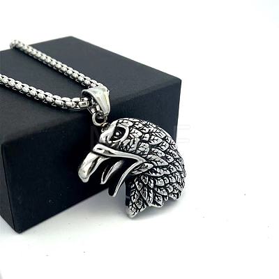 Men's Hip-Hop Eagle Pendant 304 Stainless Steel Vintage Punk Necklaces IJ6091-1