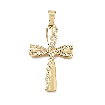 Brass Micro Pave Clear Cubic Zirconia Pendants CU-CBA4BAF-06G-1