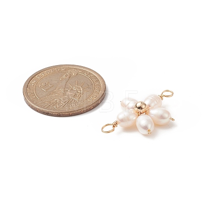 Natural Cultured Freshwater Pearl Connector Charms PALLOY-JF02025-1
