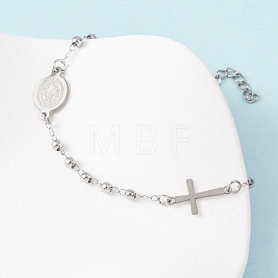 Religion 304 Stainless Steel Link Bracelets BJEW-F524-05A-P-1
