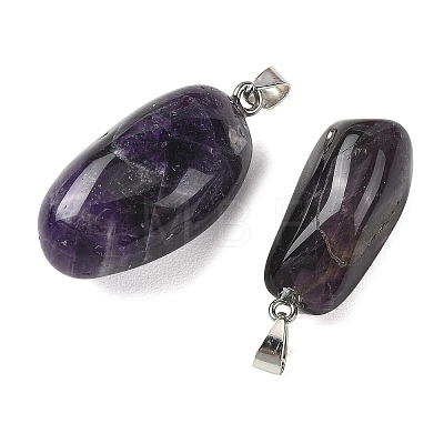Natural Amethyst Tumbled Stone Pendants GG-K002-06G-1