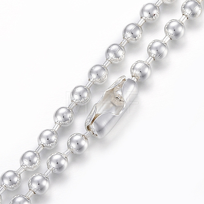 304 Stainless Steel Ball Chain Necklaces NJEW-I215-02S-1