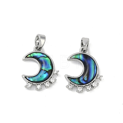 Natural Paua Shell Moon Pendants KK-U043-23P-01-1