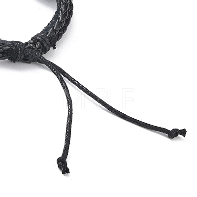 PU Leather & Waxed Cords Triple Layer Multi-strand Bracelets BJEW-G709-05B-1