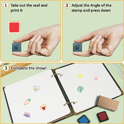 Square Wooden Stamps DIY-WH0546-005-1