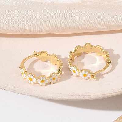 Brass Enamel Hoop Earrings for Women EJEW-A167-27B-01-1