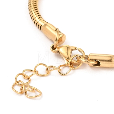Unisex 304 Stainless Steel Round Snake Chain Bracelets BJEW-H541-02C-G-1