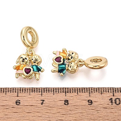 Brass Micro Pave Clear Cubic Zirconia and Enamel European Dangle Charms KK-T079-70G-1