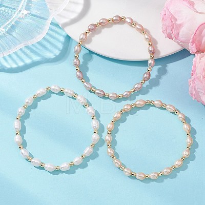 Natural Cultured Freshwater Pearl Beads Stretch Bracelets for Women BJEW-JB13540-1