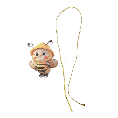 Cute Bees Acrylic Pendant Decoration HJEW-G026-01D-1