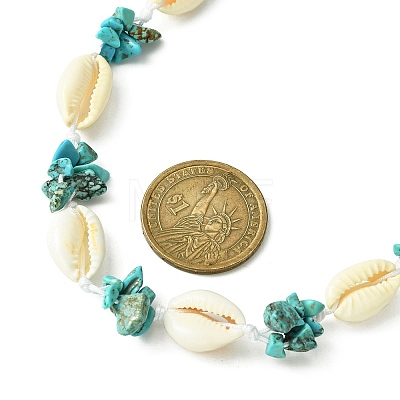 Natural Shell & Synthetic Turquoise Chip Beaded Necklace for Girl Women NJEW-TA00115-1