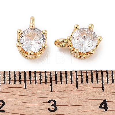 Brass Micro Pave Cubic Zirconia Charms KK-C051-39G-02-1