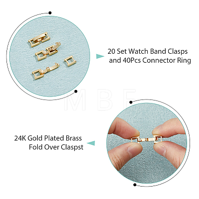 DICOSMETIC 60Pcs 2 Styles Eco-Friendly Brass Watch Band Clasps KK-DC0003-99-1