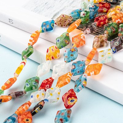 Rhombus Handmade Millefiori Glass Beads LK-R004-48-1
