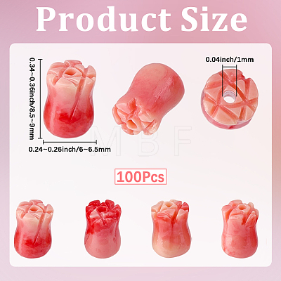 100Pcs Synthetic Coral Dyed Beads SHEL-SC0002-11-1