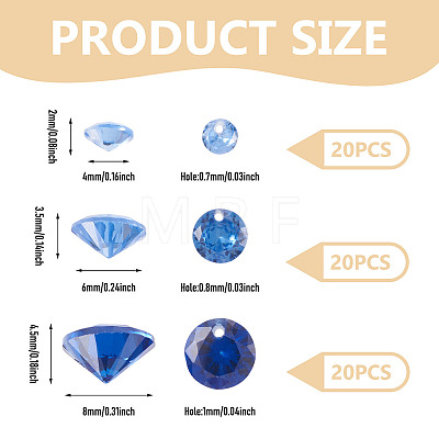 60Pcs 3 Styles Cubic Zirconia Charms ZIRC-TAD0001-01D-1
